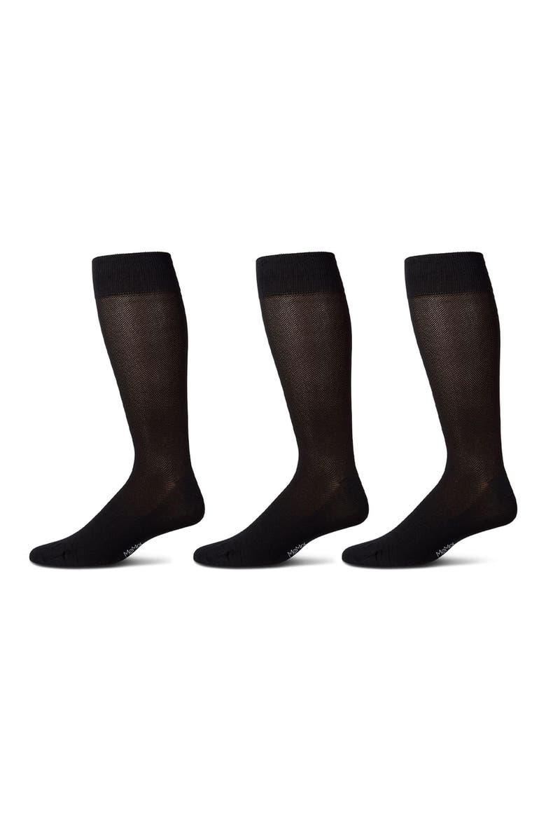 3-Pack Mercerized Cotton Blend Piqué Dress Socks, Alternate, color, BLACK