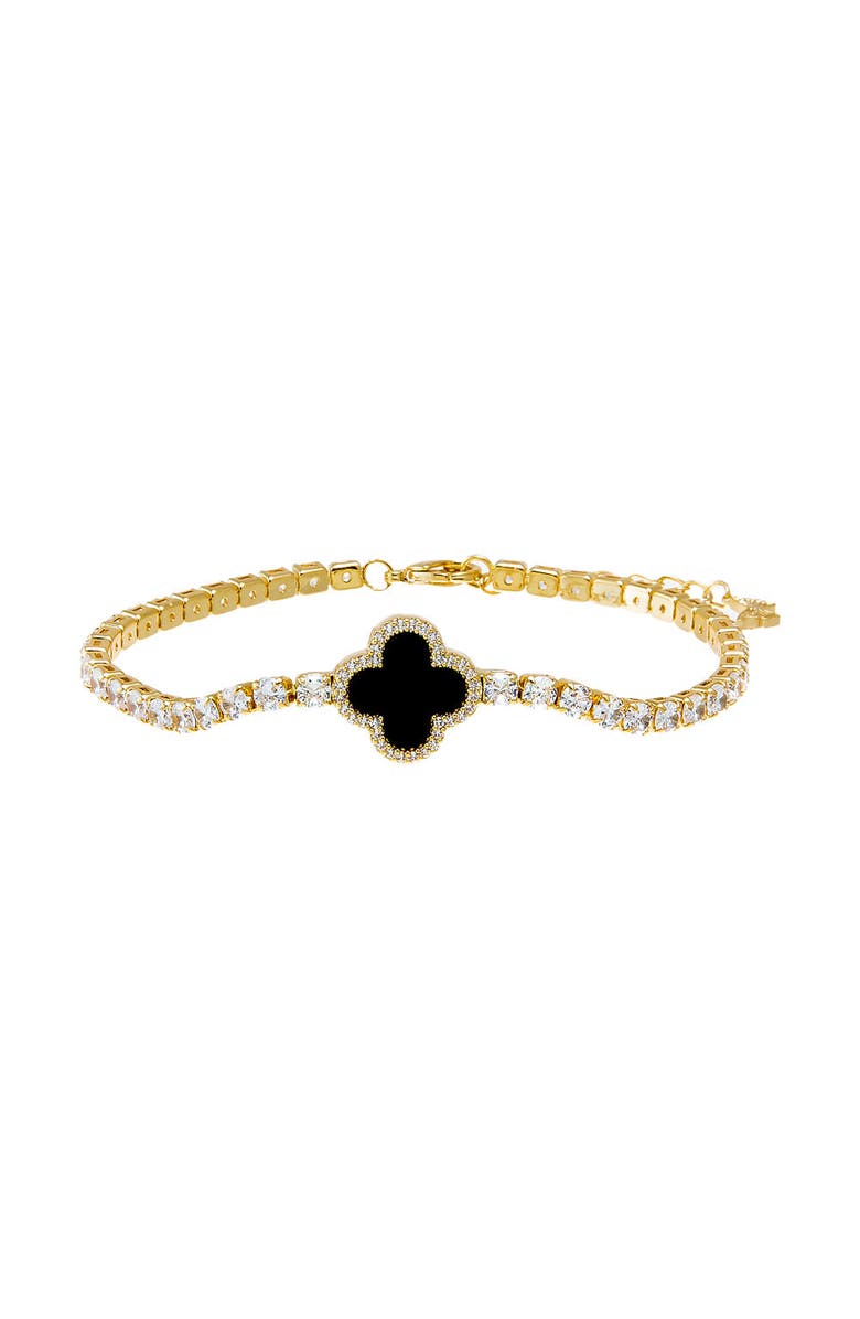 BY ADINA EDEN Four Leaf Colored Stone Clover Tennis Bracelet, Main, color,