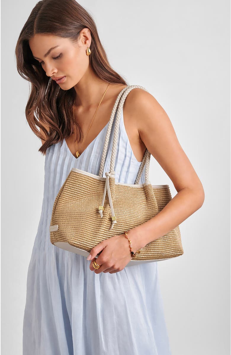 Katie Loxton Nova Raffia Small Shoulder Tote, Alternate, color, Oyster