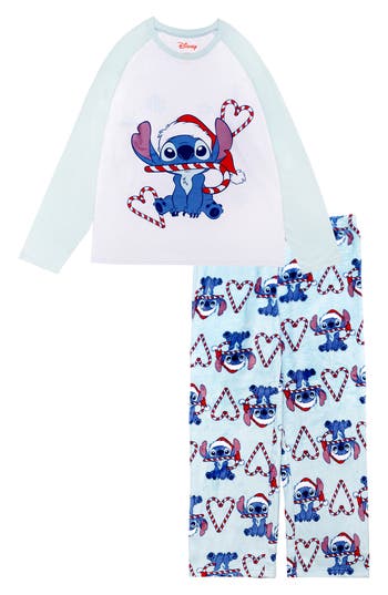 Ame Kids' X Disney® Stitch Holiday Butter Long Pajamas In Blue