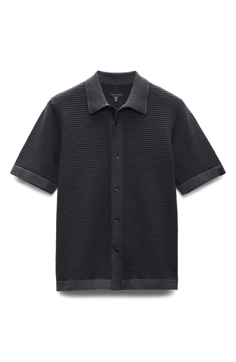 rag & bone Harvey Jacquard Stripe Knit Short Sleeve Button-Up Shirt, Alternate, color,