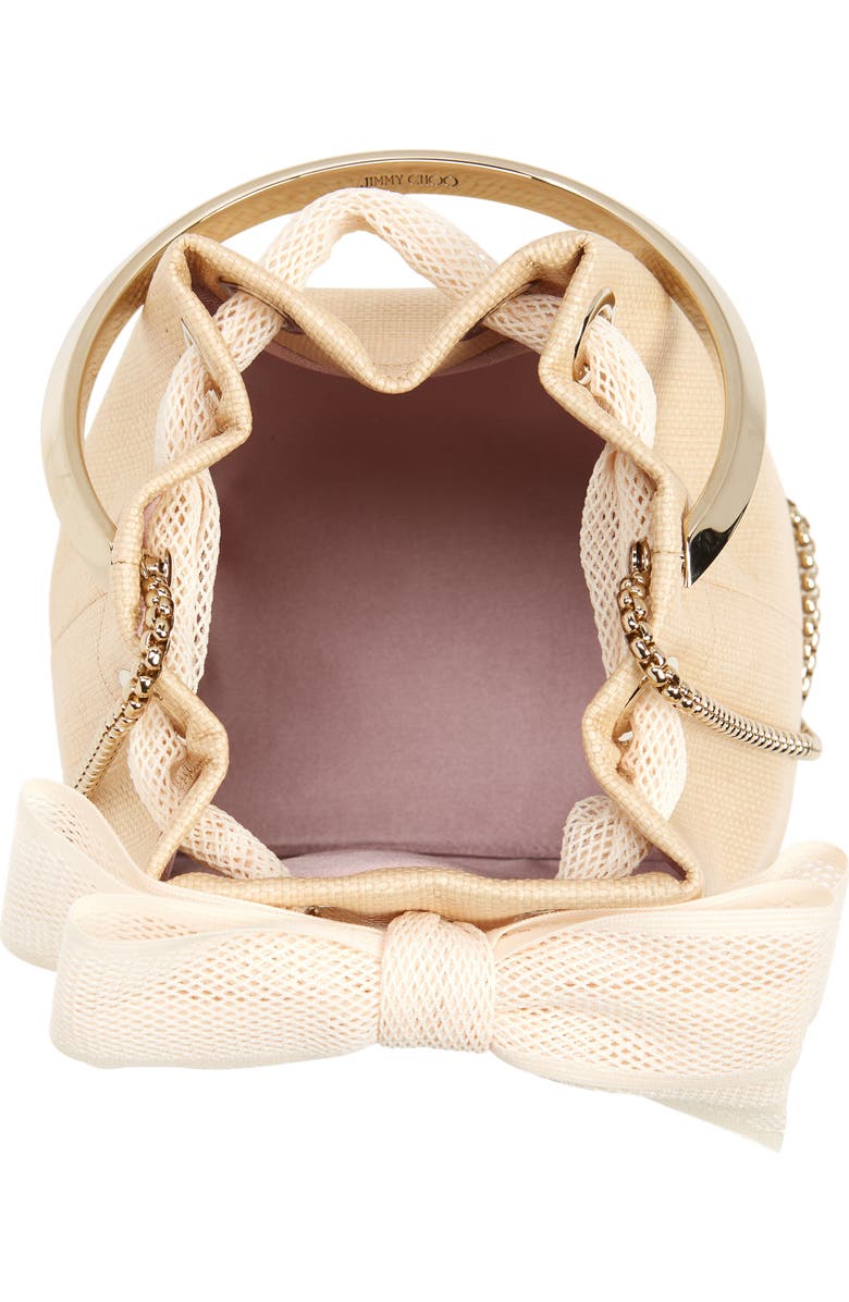 Jimmy Choo Bon Bon Bow Raffia Bucket Bag, Alternate, color,