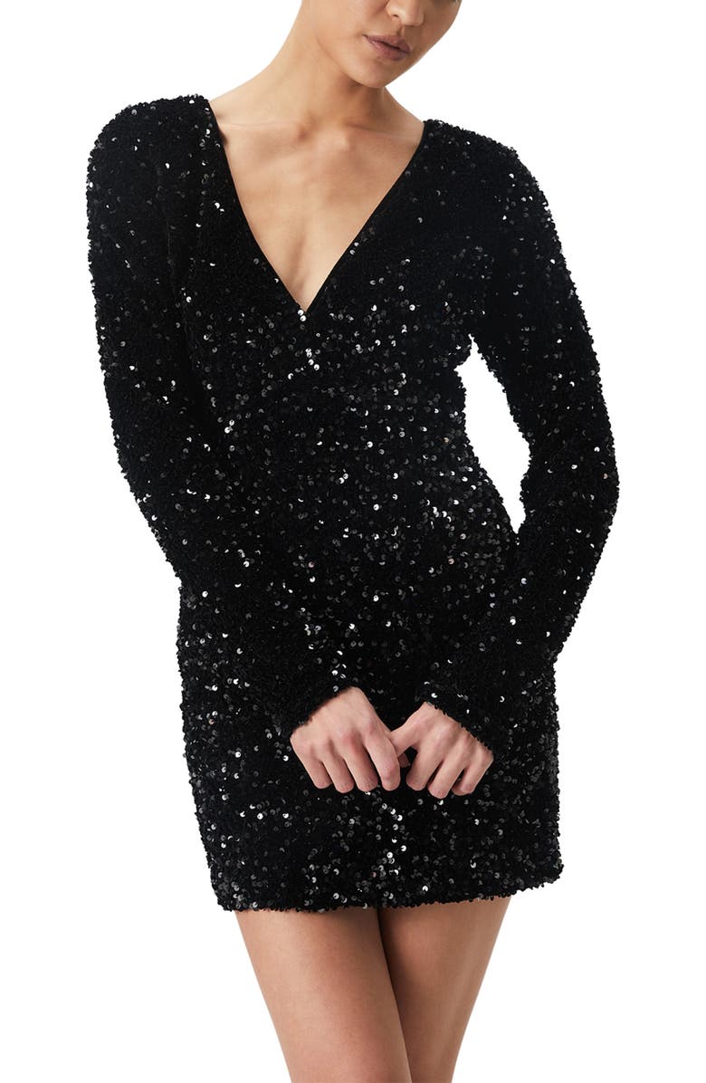 Bardot Echo Sequin Long Sleeve Minidress, Alternate, color,