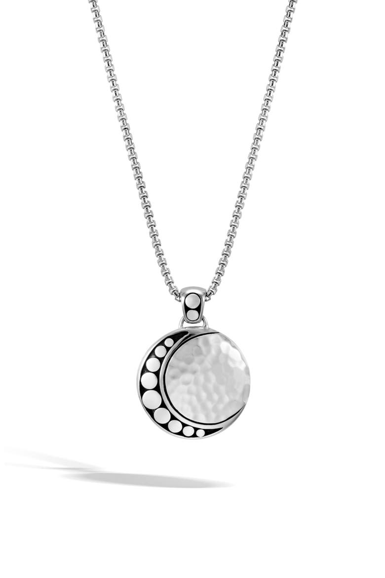 Dot Moon Phase Pendant Necklace, Main, color, SILVER