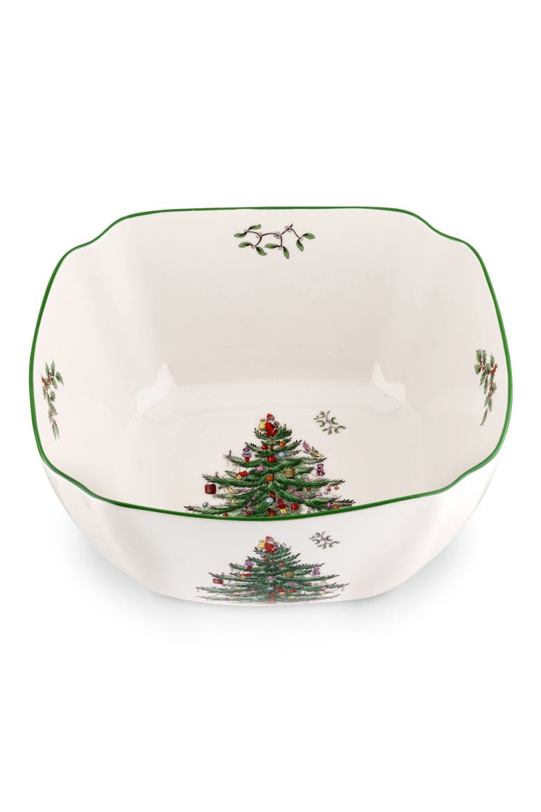 Christmas Tree Large Square Bowl, Main, color, GREEN