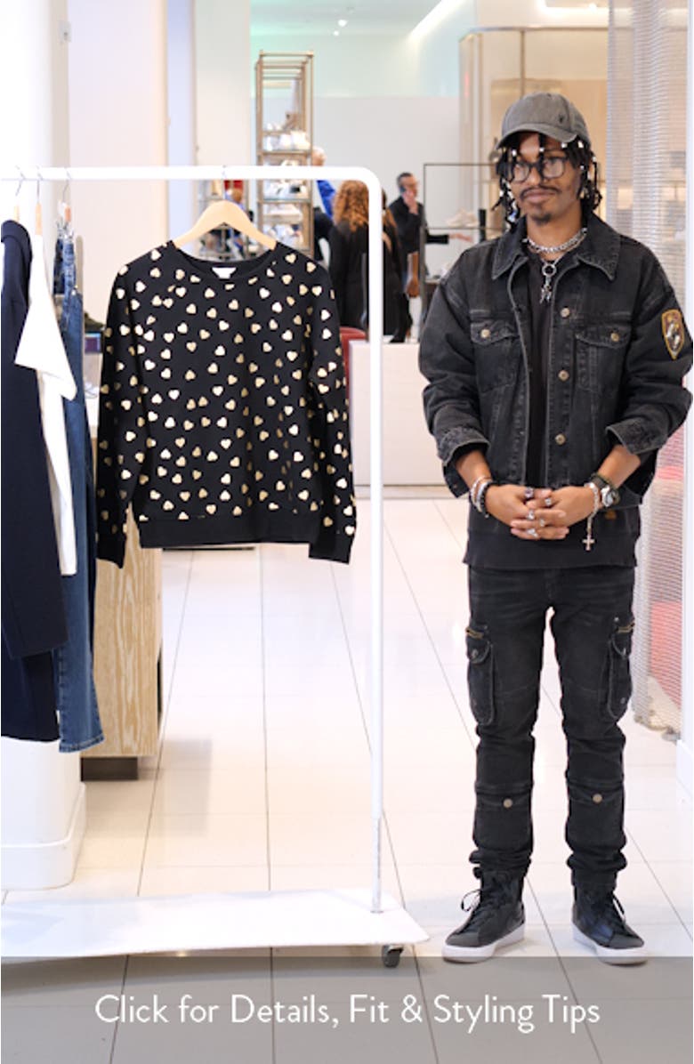 Heart Foil Print Graphic Sweatshirt, sales video thumbnail