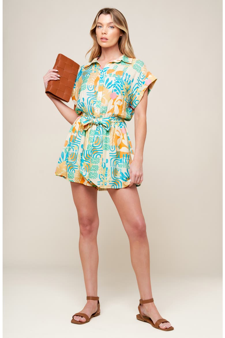 Print Collared Romper, Alternate, color, OFF WHITE MULTI