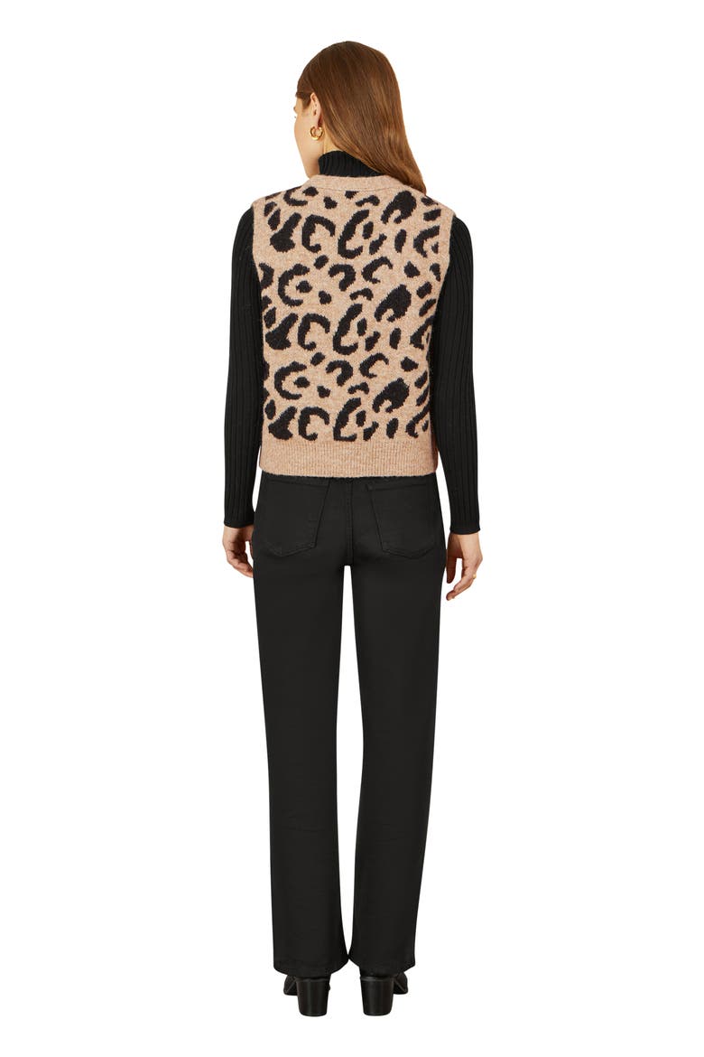 Knitted Cheetah Print Tie Waistcoat, Alternate, color, Beige