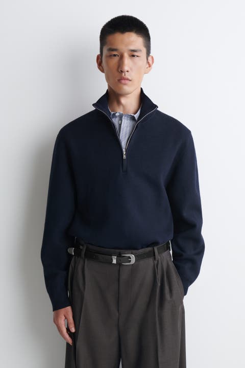 Double-faced Knitted Half-zip Sweater