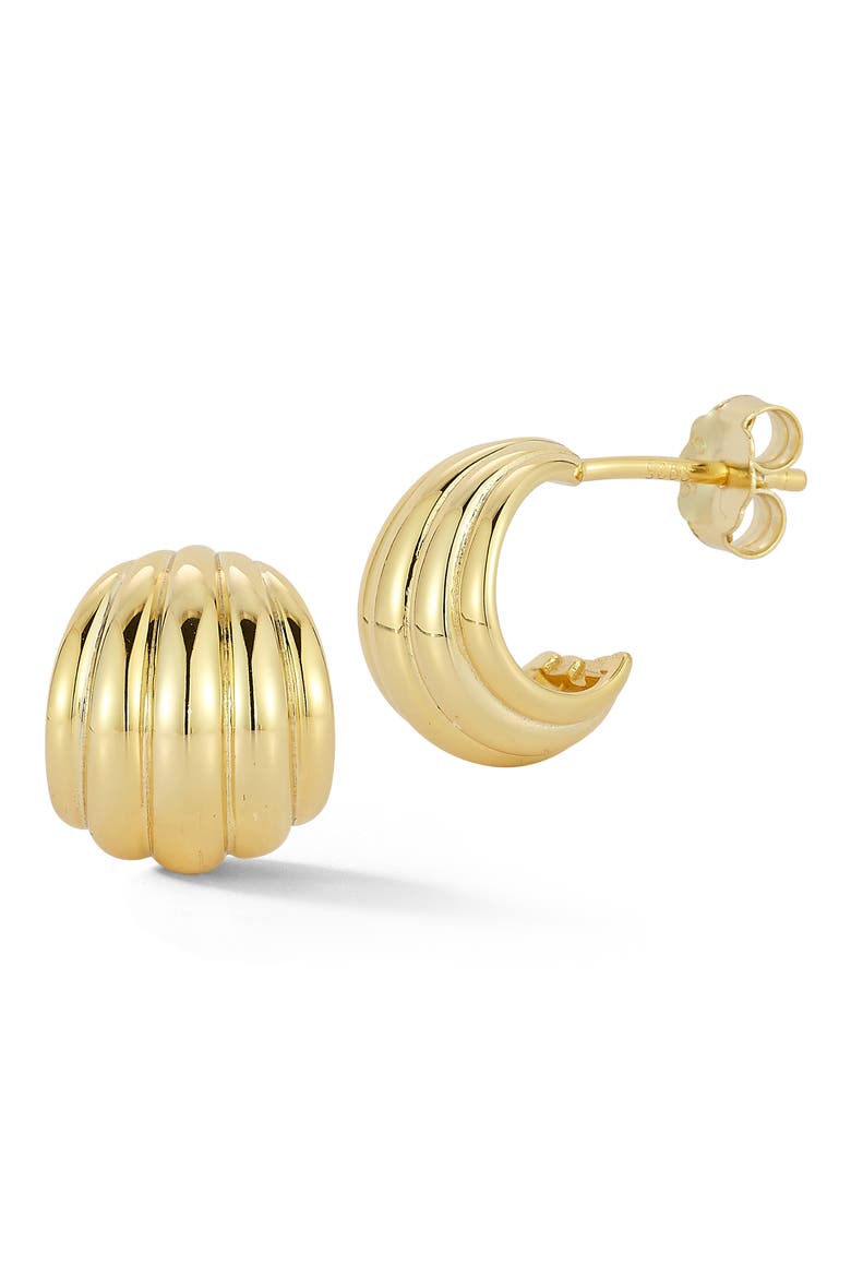 Shell Rib Stud Earrings, Main, color, GOLD
