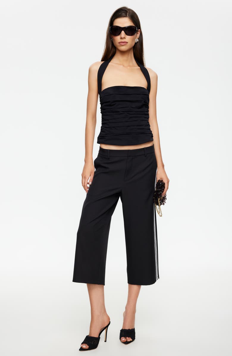 LIONESS Amore Ruched Halter Top, Alternate, color, Noir