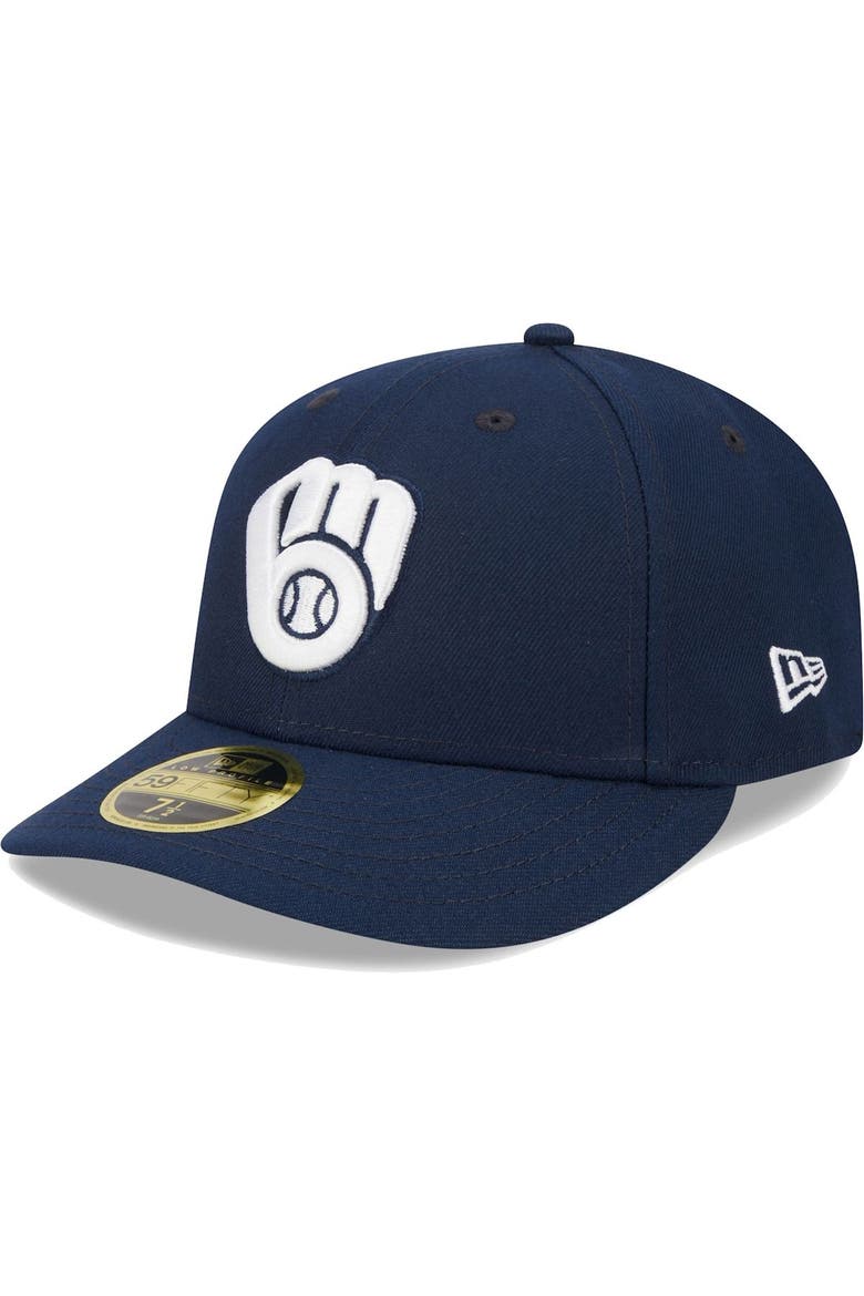 Men's New Era Navy Milwaukee Brewers Oceanside Low Profile 59FIFTY Fitted Hat, Alternate, color, Navy