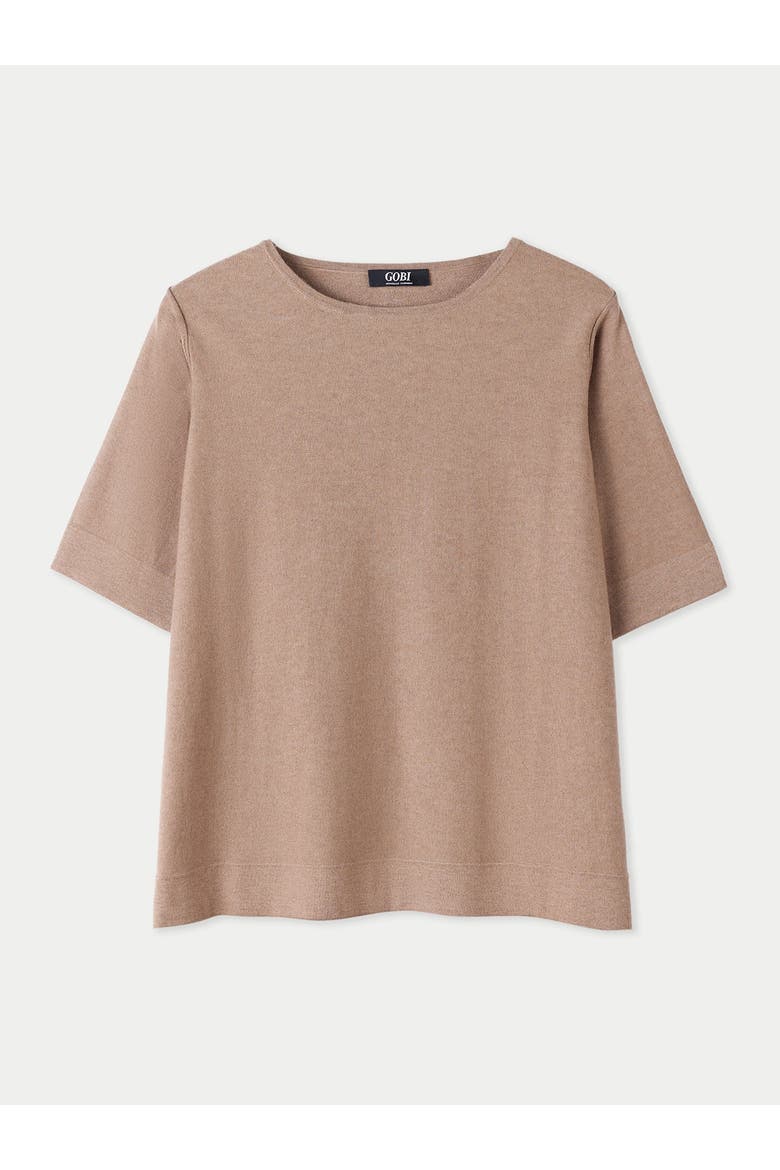 Box-Cut Cotton Silk Cashmere Blend T-Shirt, Main, color, timber wolf