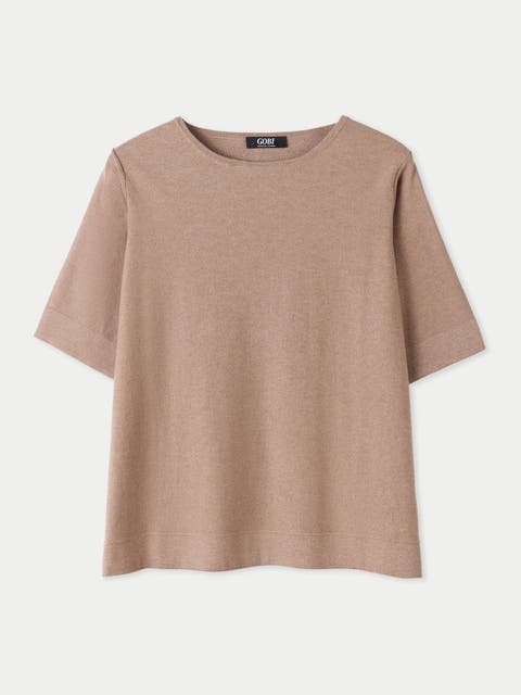 Box-Cut Cotton Silk Cashmere Blend T-Shirt