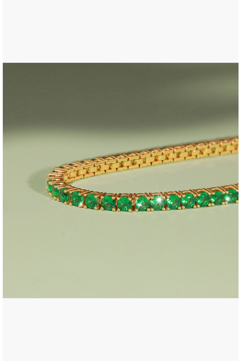 Lab Grown 3ct Green Emerald Tennis Bracelet, Alternate, color, Yellow Gold Vermeil