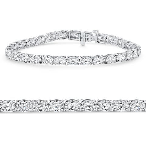 10.75Ct Oval Cut Diamond Tennis Bracelet 7" 14k Gold Lab Grown