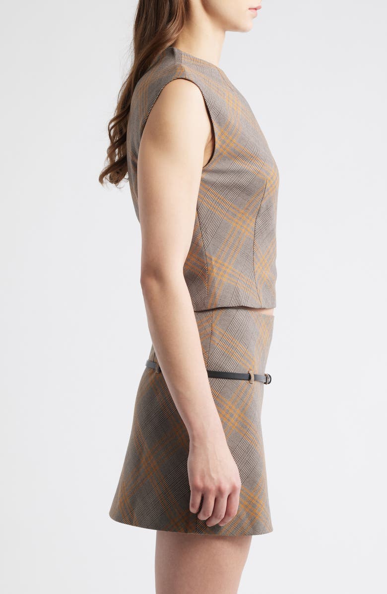 MANGO Melo Plaid Top, Alternate, color, Brown