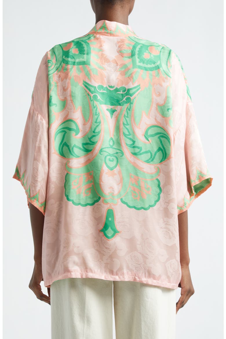 Floral Paisley Print Open Front Jacket, Alternate, color, PINK/GREEN