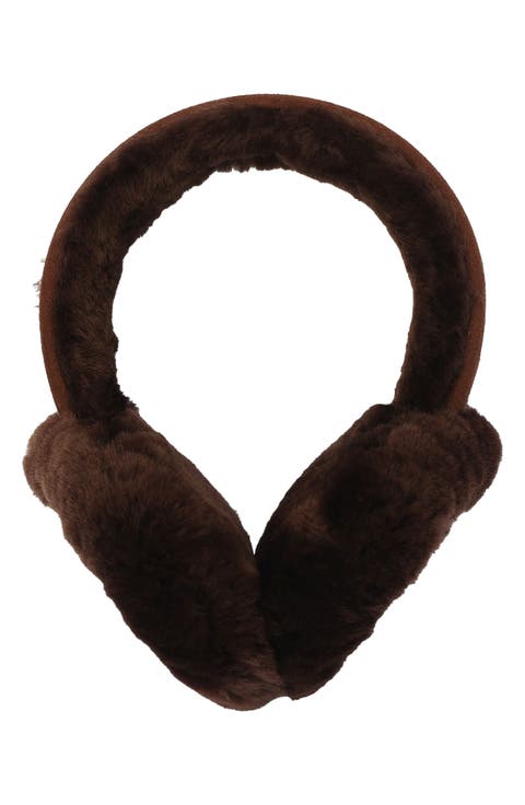 Logo Embroidered Genuine Shearling Earmuffs