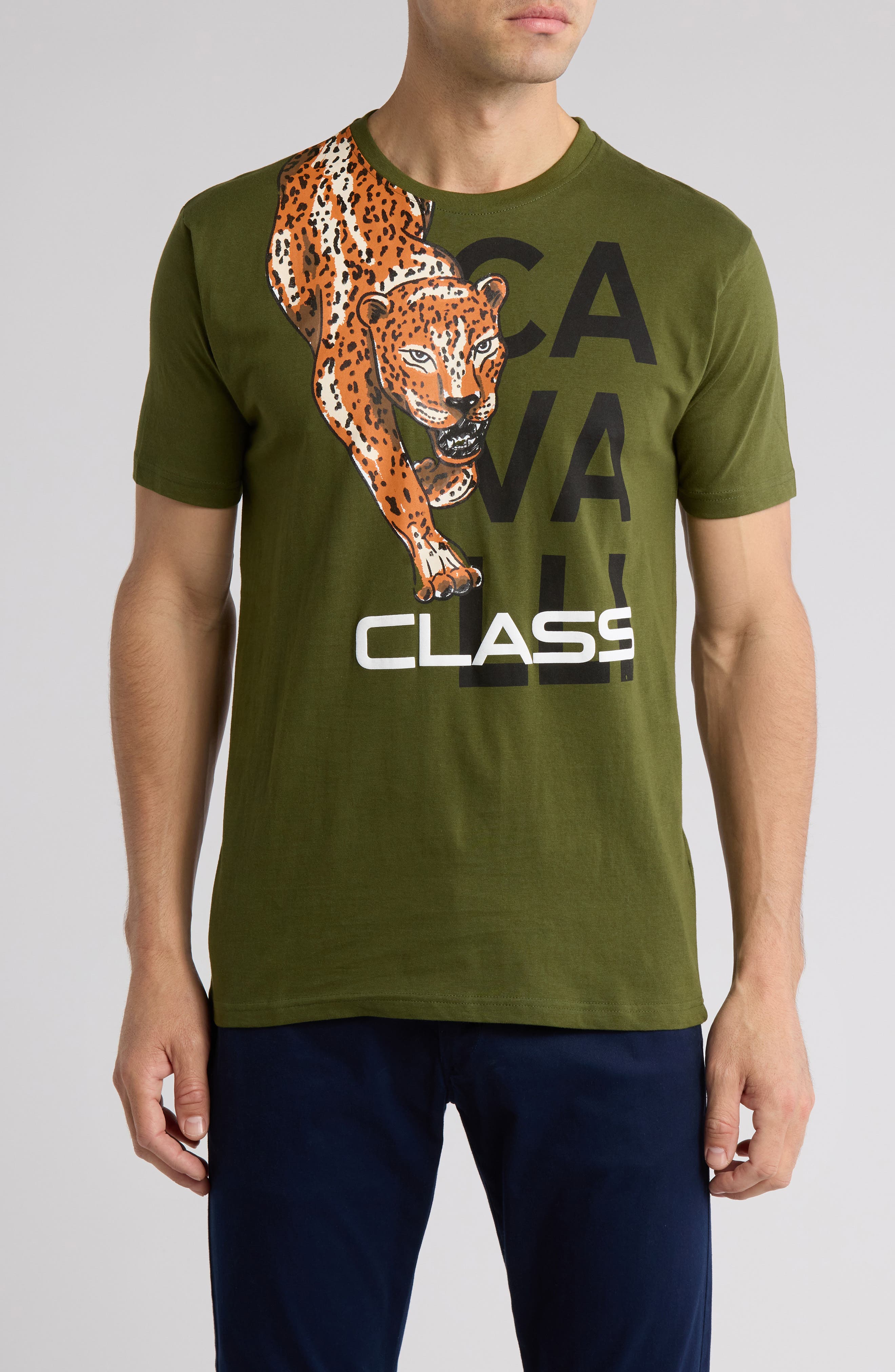 Cavalli Class Stretch Cotton Graphic T-Shirt