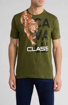 Cavalli Class Stretch Cotton Graphic T-Shirt