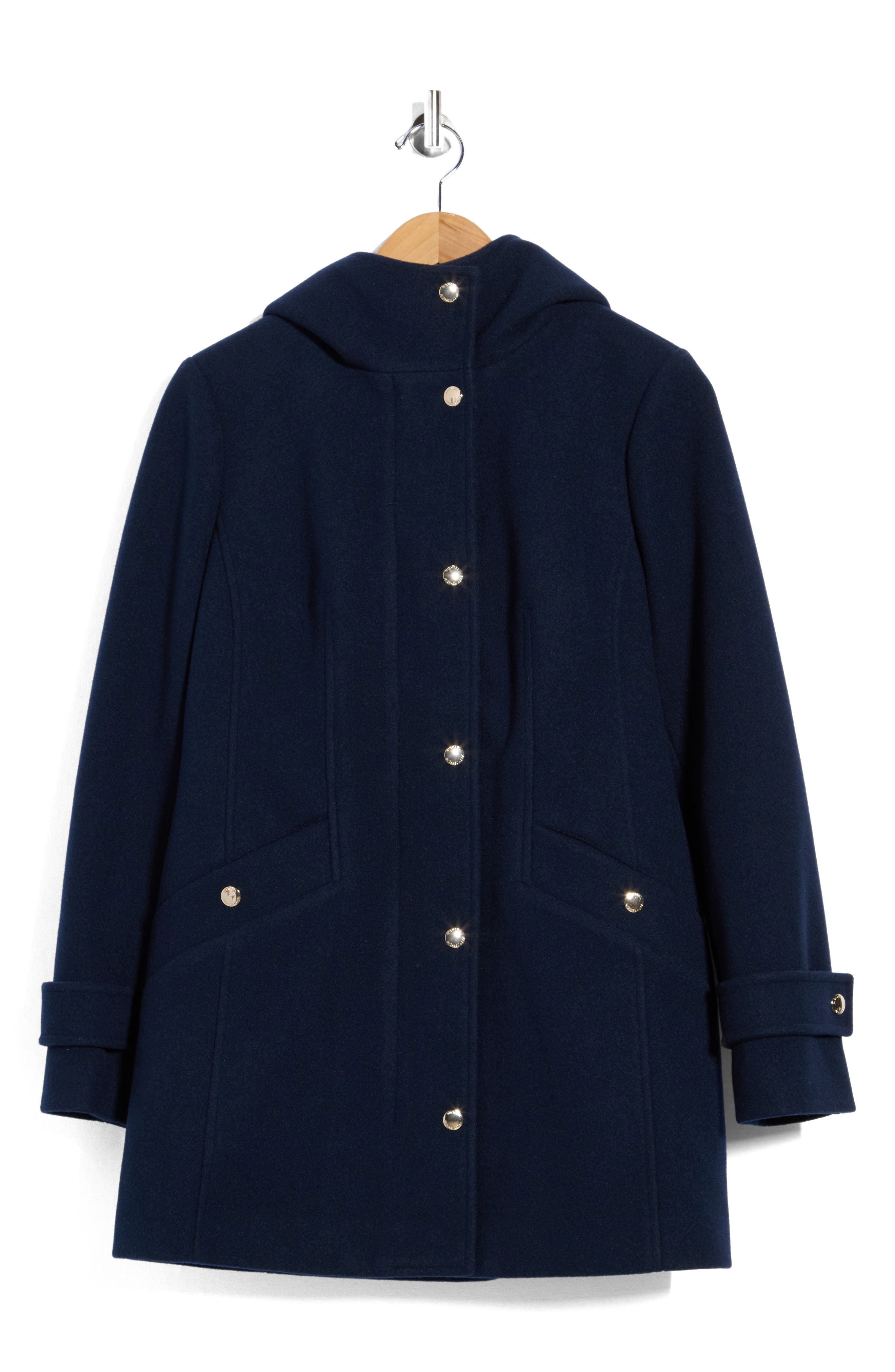 Michael Kors Faux Wool Zip Coat with Hood (Women) | Nordstromrack