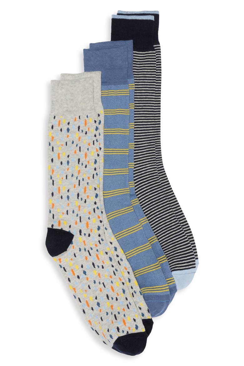 Assorted 3-Pack Dress Socks, Main, color, AQUA