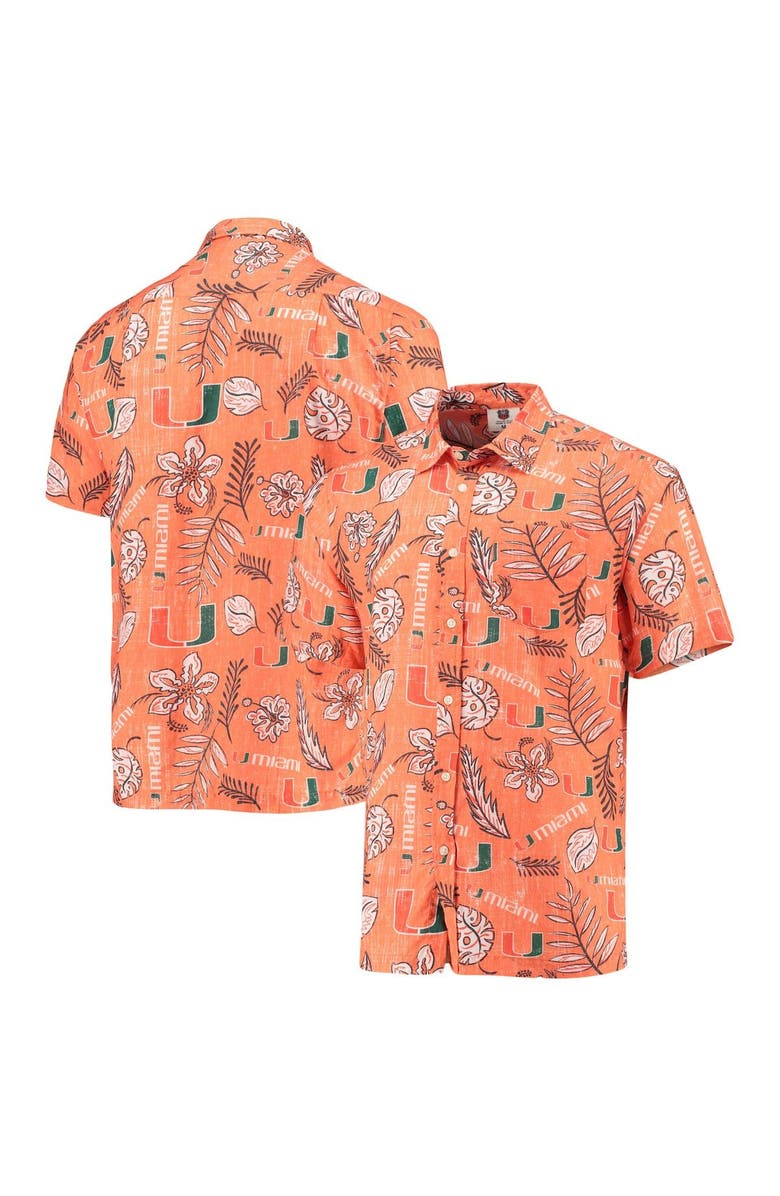 Wes & Willy Men's Wes & Willy Orange Miami Hurricanes Vintage Floral Button-Up Shirt, Main, color, 