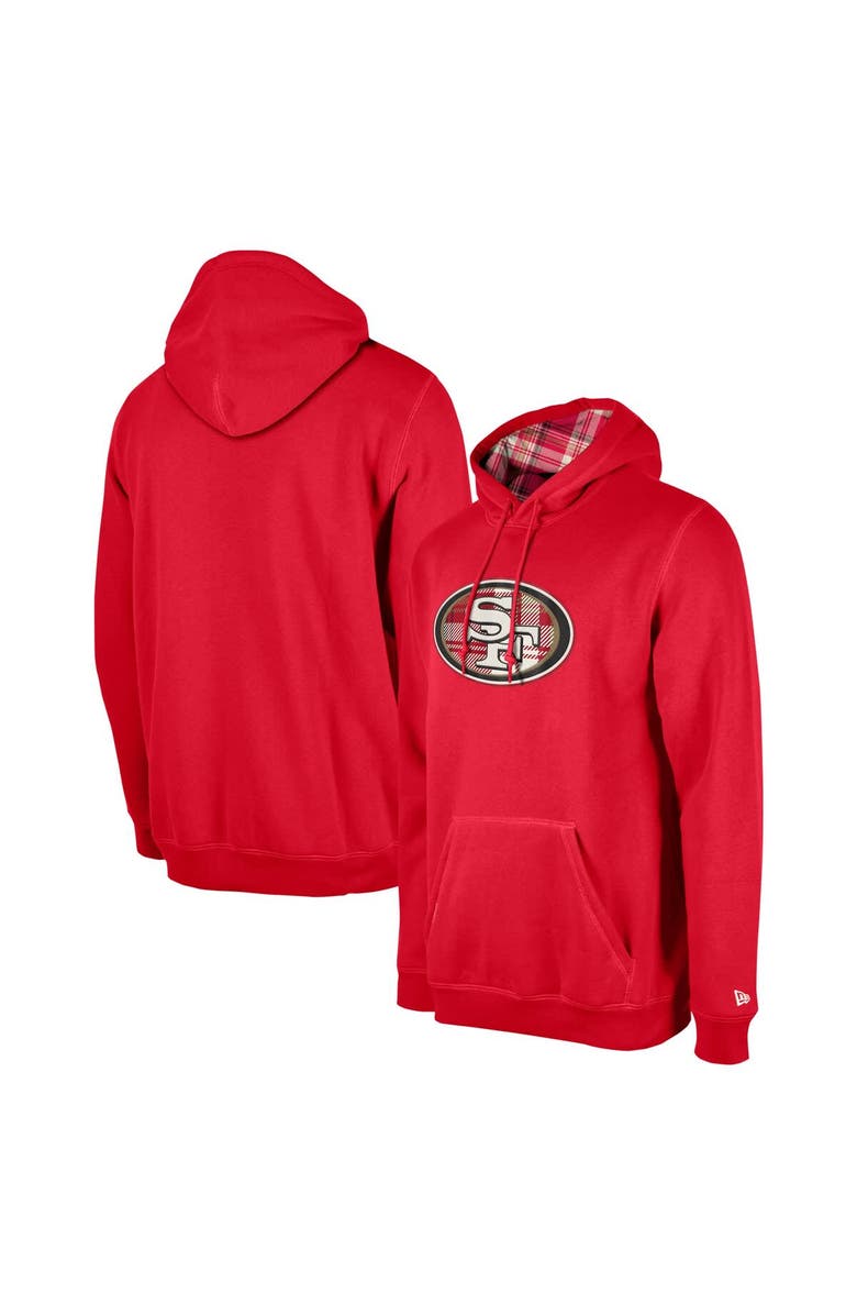 New Era Men's New Era Scarlet San Francisco 49ers 3rd Down Plaid Pullover Hoodie, Alternate, color, Scarlet