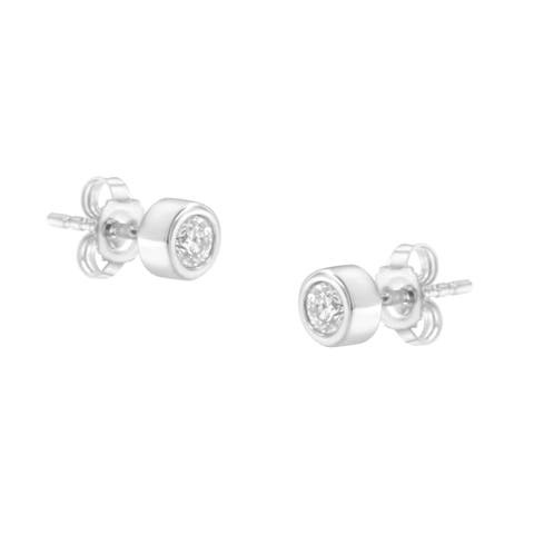 10K Gold 1/4 Ct Diamond Bezel Stud Earrings
