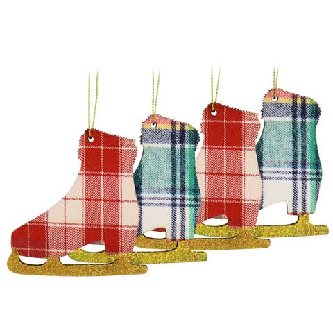 Holiday Ice Skate Ornament 4 Piece Set in Red and Green