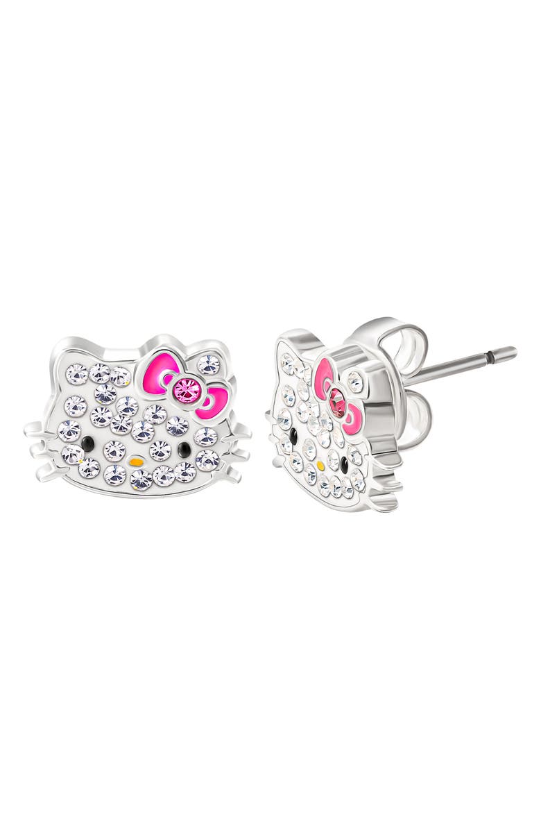 Jacmel x Hello Kitty<sup>®</sup> Pendant Necklace & Stud Earrings Set, Alternate, color, Pink And Silver