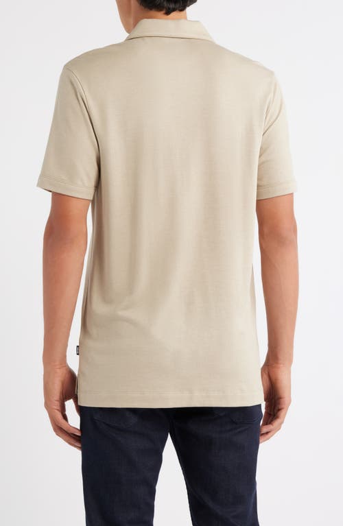 Hugo Boss Boss Paras Piqué Zip Polo In Neutral