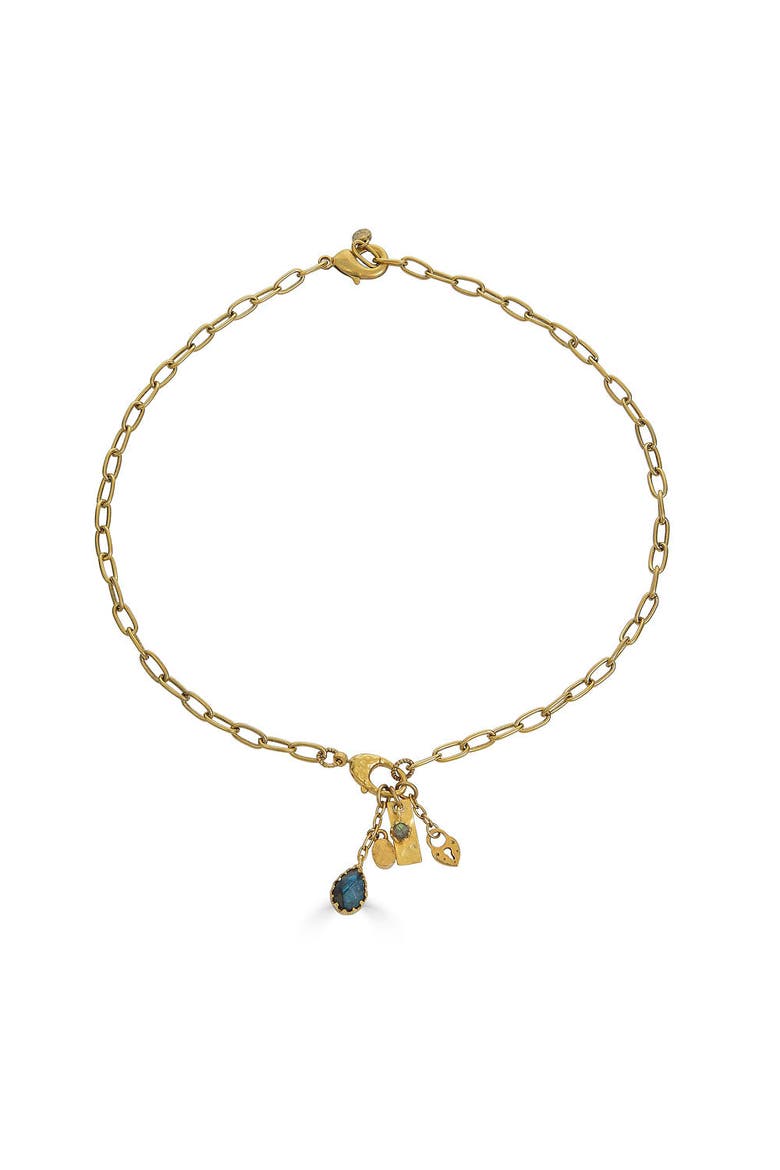 Labradorite Talisman Drop Necklace, Main, color, Gold