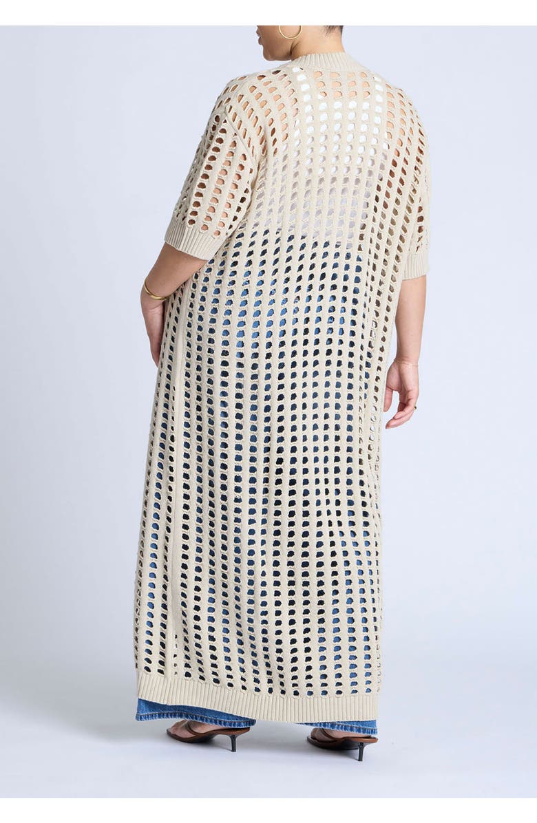 ELOQUII Open Stitch Cardigan Duster, Alternate, color, Oyster Gray