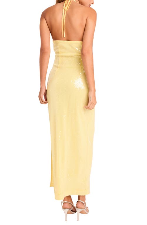 Endless Rose Rose Sequin Halter Maxi Dress In Yellow