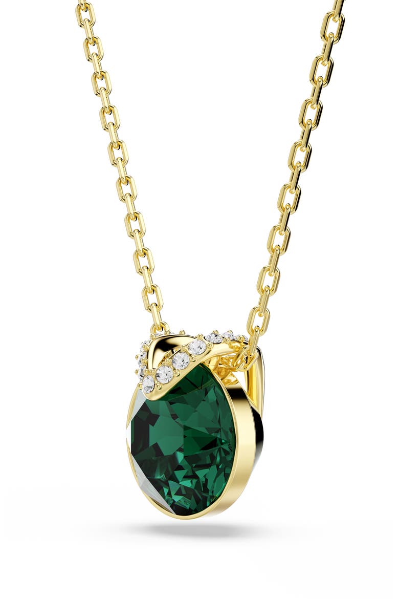 Bella Crystal Pendant Necklace, Alternate, color, GREEN/ GOLD