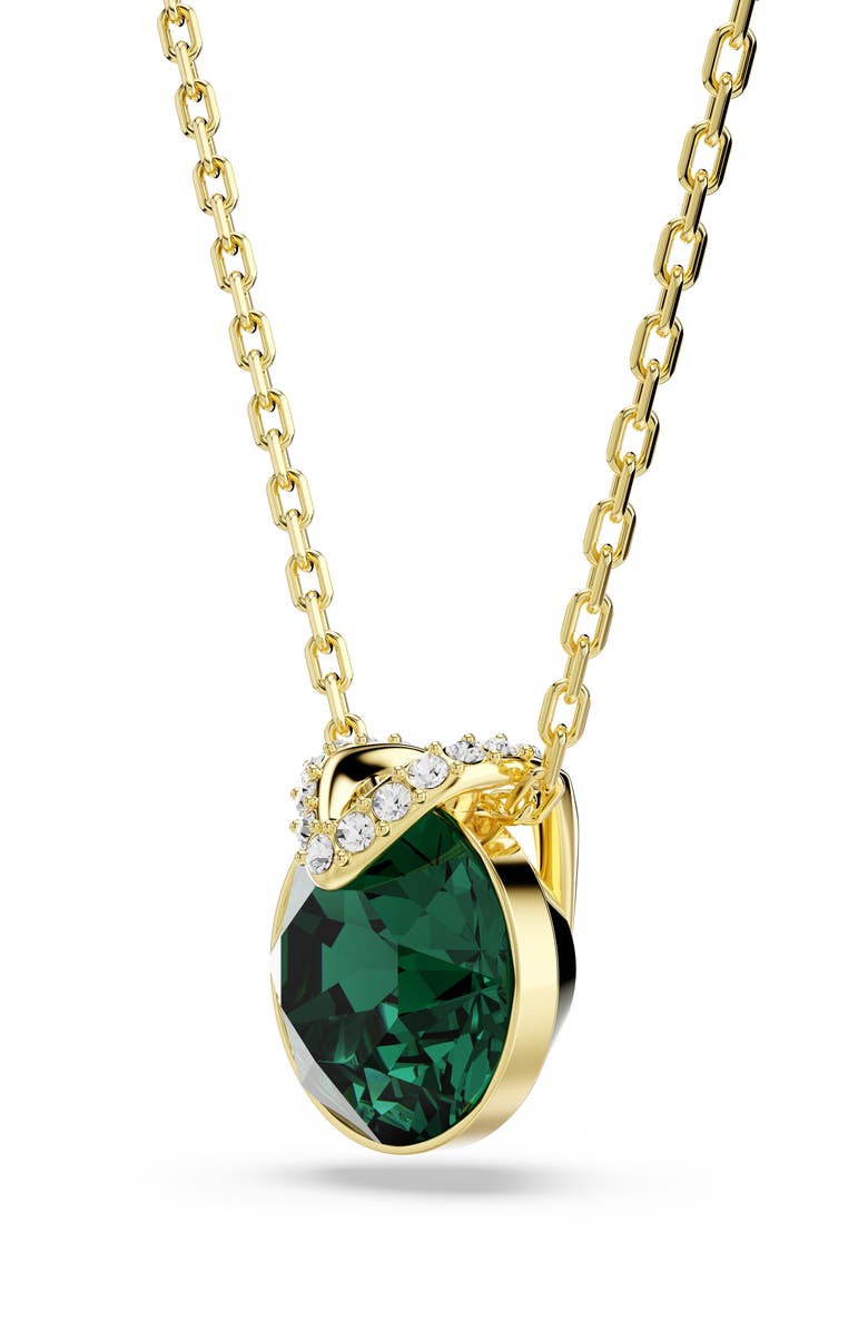 Swarovski Bella Crystal Pendant Necklace, Alternate, color, Green/ Gold