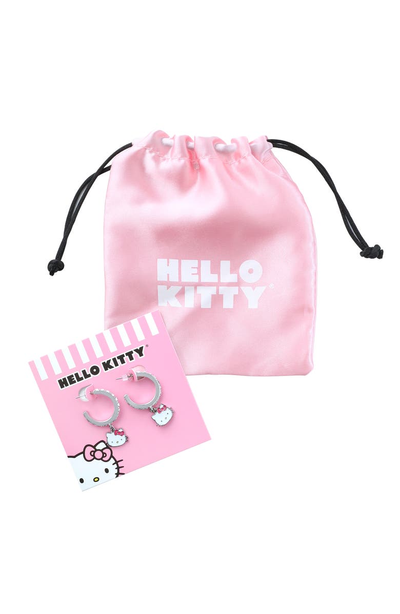 Hello Kitty Fashion Charm Hoop Earrings, Alternate, color, Silver