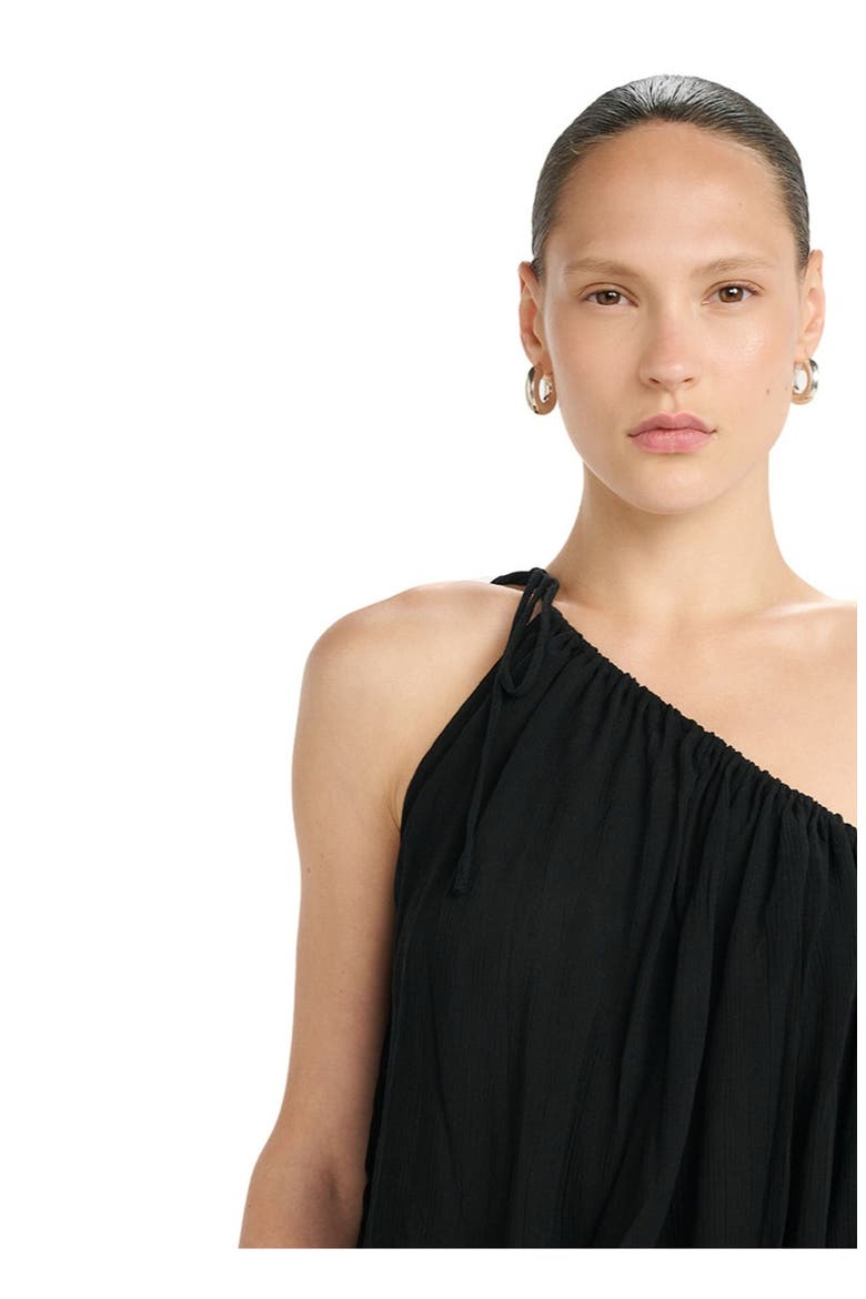 Resort One Shoulder Bubble Top Cover-Up, Alternate, color, Black