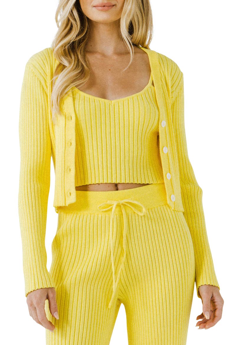 Ribbed Crop Cardigan, Main, color, LIME