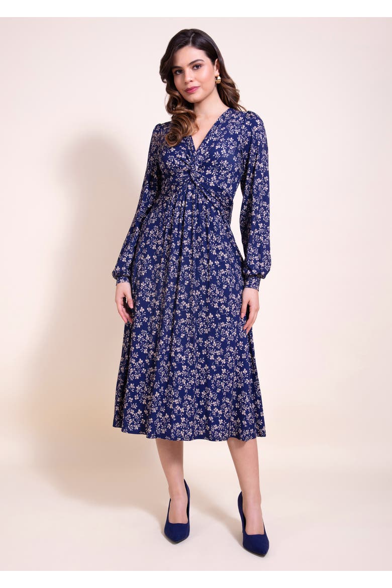 Mollie Knot Midi Dress, Main, color, Midnight Bloom