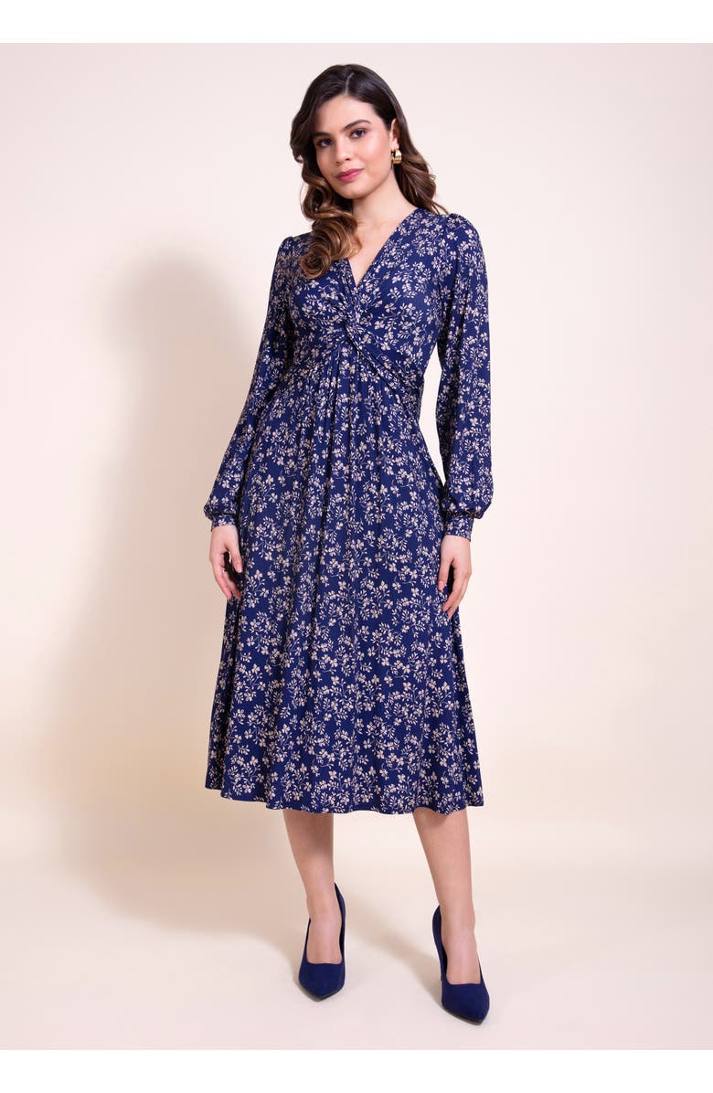 Alie Street London Mollie Knot Midi Dress, Main, color, Midnight Bloom