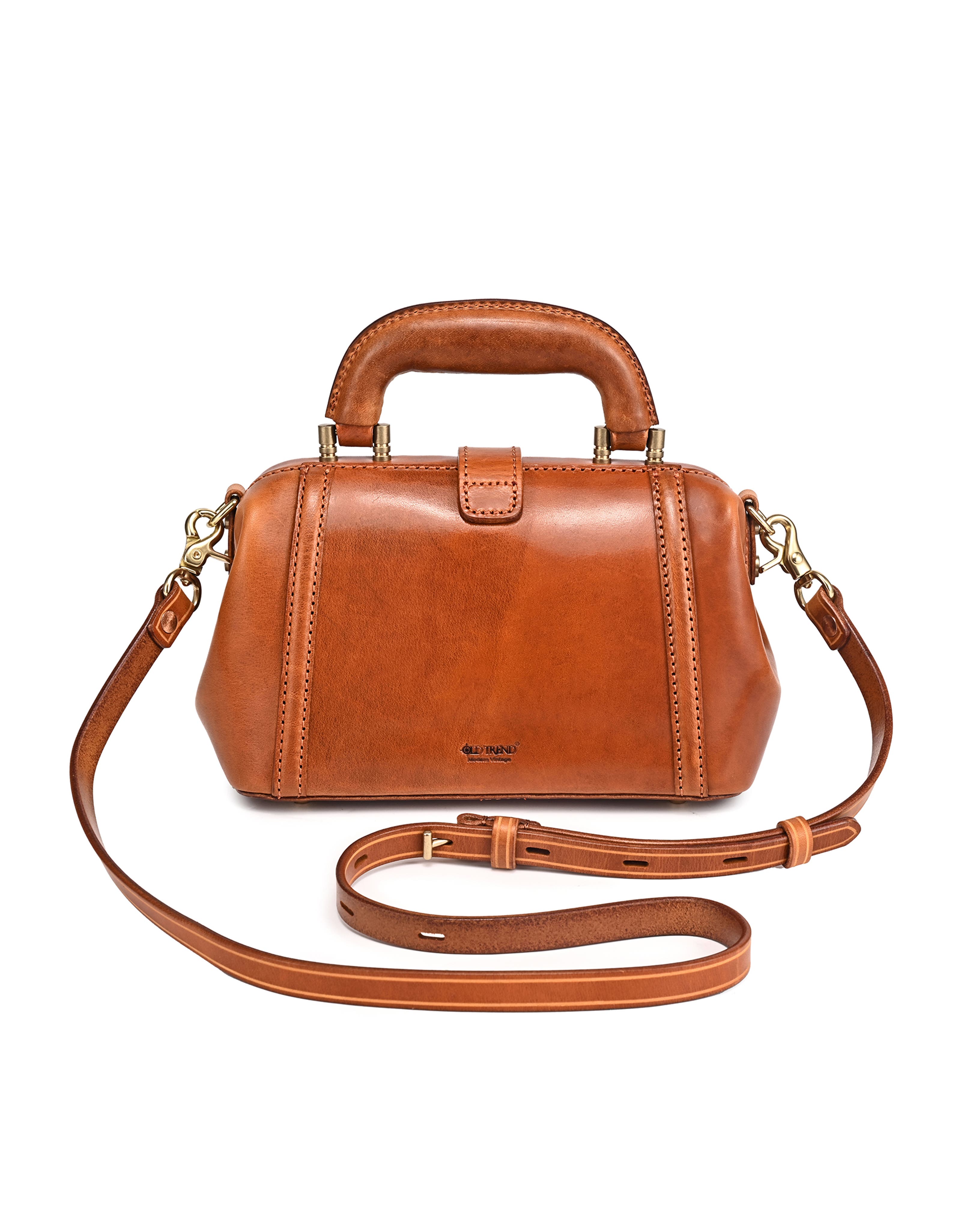 Azalea Genuine Leather Mini Doctor Satchel, Alternate, color, Caramel