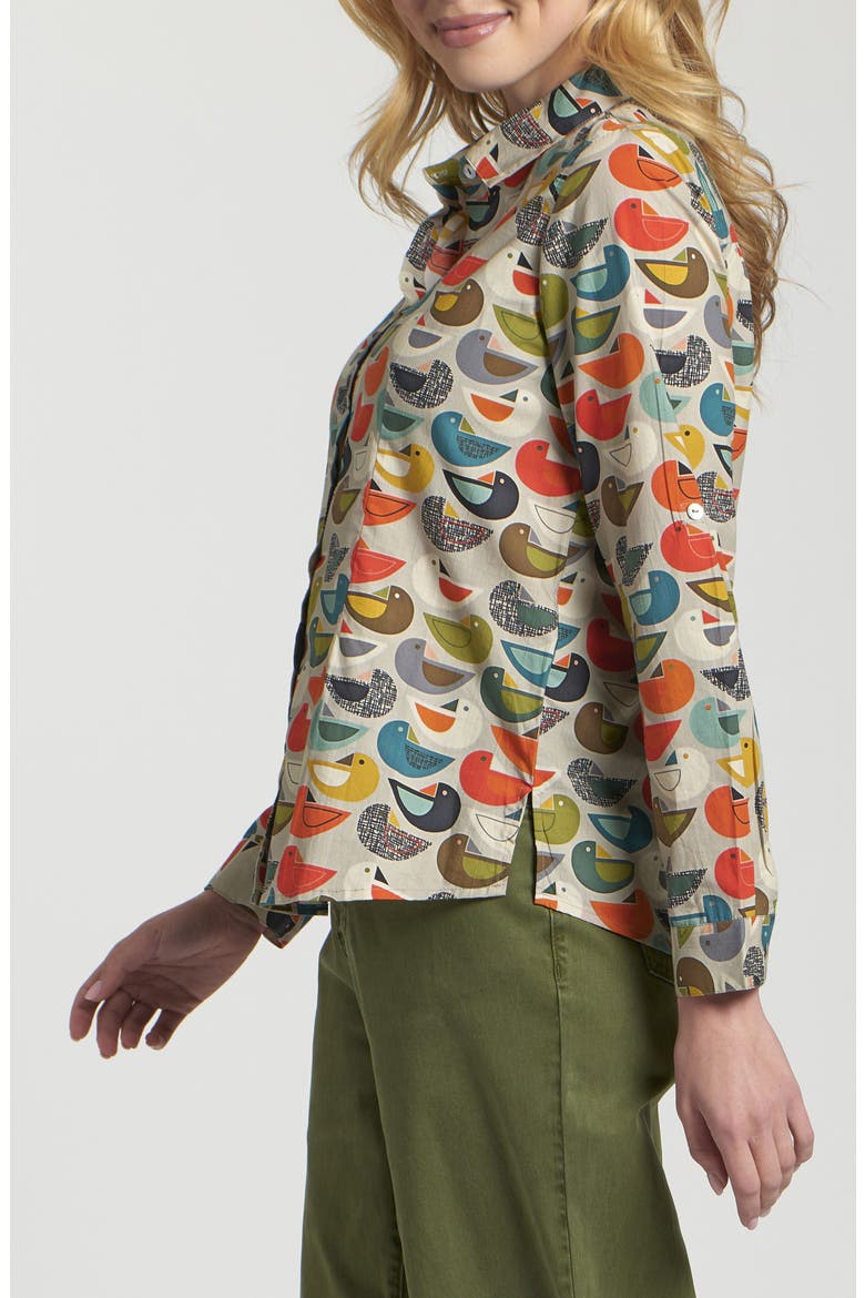 Print Poplin Button-Up Shirt, Alternate, color, ORANGE MULTI