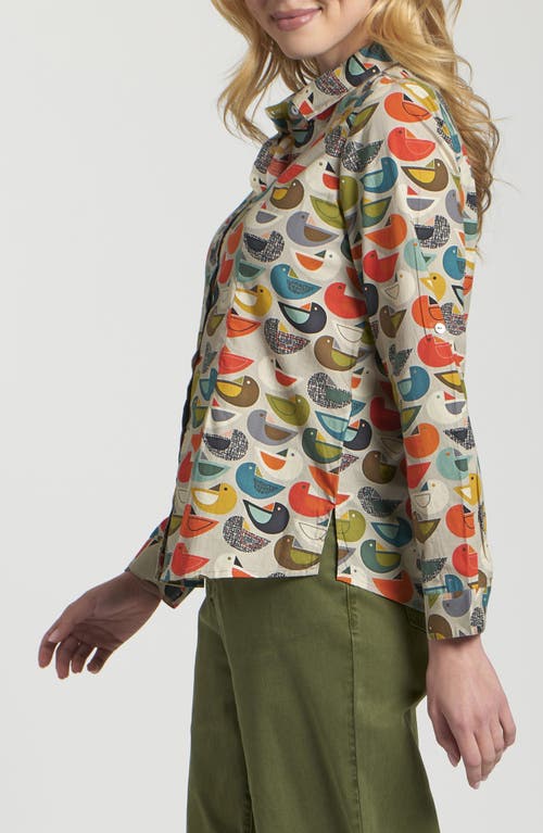 Apny Print Poplin Button-up Shirt In Green