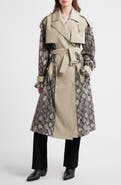 Mackage Water Repellent Snakeskin Print Detail Trench Coat