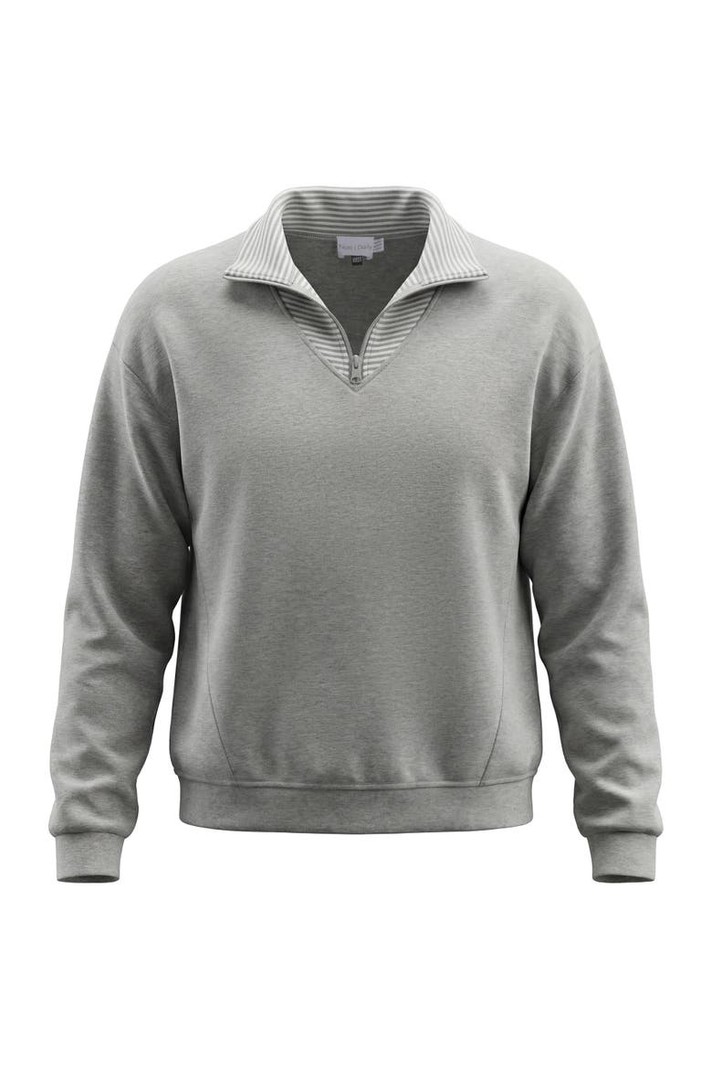 Striped Collar Half Zip Cotton Spandex Sweater, Main, color, Grey Mix