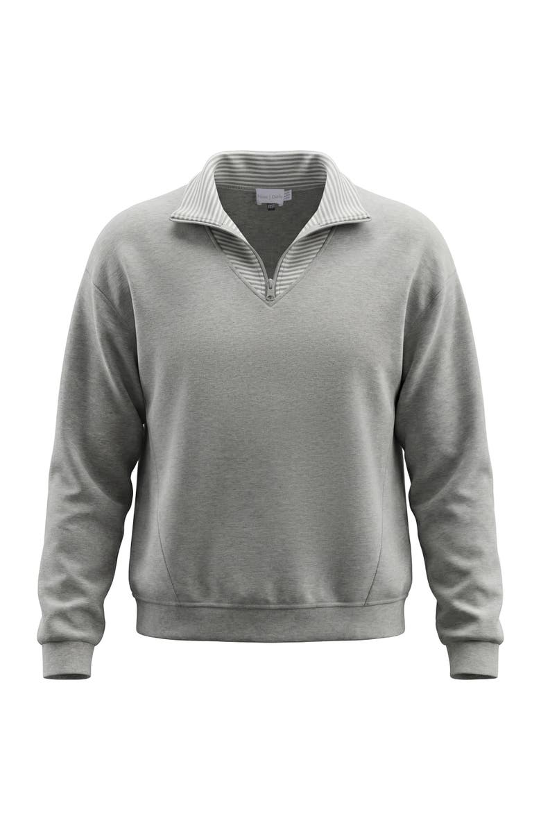 Noni Daily Striped Collar Half Zip Cotton Spandex Sweater, Main, color, Grey Mix
