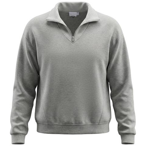 Striped Collar Half Zip Cotton Spandex Sweater